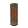 Roycroft brasswashed hammered copper vase with dogwood pattern in italian polychrome east aurora ny ca 1905 orb and cross mark 7 x 2 12