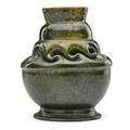 George ohr 1857  1918 large vase with inbody twist gunmetal and green glaze biloxi ms 18971900 stamped ge ohr biloxi miss 6 x 5