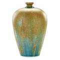 Alexandre bigot 1862  1927 stoneware vase turquoise and green crystalline flambe glaze france ca 1900 signed and numbered 11 x 7