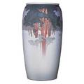 Theodore schmuzbaudiss b 1859  1942 kpm large porcelain vase with snowy forest landscape germany 1910 kpm mark 30060 pf and cross mark m15 17 x 9 12