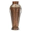Wmf tall art nouveau vase with overlay germany ca 1900 hammered copper and brass enameled metal liner ostrich stampi 14 14 x 7