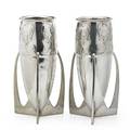 Archibald knox 1864  1933 liberty  co pair of pewter tudric vases england 1900s stamped made by liberty  co english pewter 0927 11 12 x 5 12