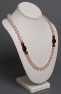 Rose Quartz Onyx  Carnelian Bead Necklace