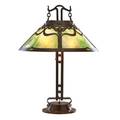 Handel fine and rare table lamp with pierced shade meriden ct ca 1910 patinated copper slag glass four sockets unmarked 28 x 20 provenance rago auctions september 2006 lot 38