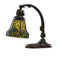 Handel bamboo overlay desk lamp meriden ct ca 1910 patinated metal slag glass single socket shade stamped handel base with fabric label total 13 x 12