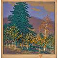 Gustave baumann 1881  1971 color woodblock print el rito canyon santa fe nm 192930 in original frame pencil signed titled and numbered 12120 original hoosier salon exhibition label to