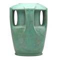 Teco large buttressed vase terra cotta il ca 1910 stamped teco 175 14 x 11