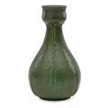 Marie seaman grueby gourdshaped vase carved with leaves boston ma ca 1905 circular faience stamp101 incised ms 8 12 x 4 12