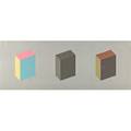 Sol lewitt american 19282007 forms derived from a cube in color simple and superimposed  black  gray plate 1 4 and 5 1985 three screenprints in colors framed separately each signed