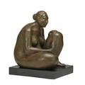 Jorge luis cuevas mexican b 1922 seated nude 1974 bronze on wood base signed dated and numbered 16 10 34 x 7 34 x 9 12 12 high with base provenance shulman family collection
