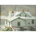 Alexander farnham american b 1926 house by the delaware oil on canvasboard framed signed 9 x 12 exhibition doylestown art league inc provenance private collection new jersey