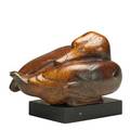 Joseph constant french 1892 1969 the duck 1957 carved wood on wood base signed and dated 10 x 17 x 11 12 high with base provenance shulman family collection