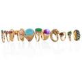 Collection of yellow gold gemset rings