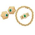 Collection of yellow gold jade or diamond set jewelry