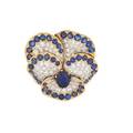 Sapphire diamond yellow gold  platinum pansy brooches