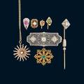 Collection of belle epoque art deco gemset jewelry