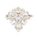 Edwardian diamond pearl  platinum topped gold brooch