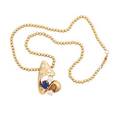 Artisanal sapphire diamond  gold pendant on chain
