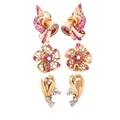 Retro ruby or diamond set gold earrings