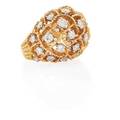 Diamond gold  platinum bombe ring