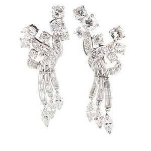 Diamond  platinum spray earrings