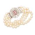 Marianne ostier pearl diamond  platinum bracelet