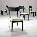 Christian liaigre  holly hunt set of four side chairs with white fabric cushions on ebonized wood frames 34 12 x 18 x 21
