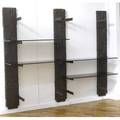 Paul evans sculpted bronze shelving unit with three wallmounted uprights in brown finish with smoked glass shelves 1969 signed pe 69 76 x 96 x 17 34