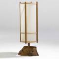 George nakashima table lamp with cylindrical paper shade over single socket on walnut frame and burlwood baseprovenance available 38 34 x 15 12 x 13