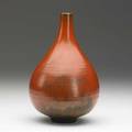Natzler teardropshaped bottle covered in orange uranium glaze signed natzer 9 14 x 5 12 dia