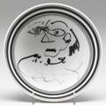 Ed eberle guy with a strange eye bisque porcelain bowl with glazed decoration signed and titled 2 x 5 12