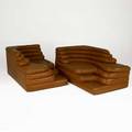 Ubald klug  stendig pair of terrazza sofas upholstered in brown leather stendig upholstery tags 27 x 60 x 34