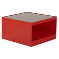 Joe durso  knoll side table with glass top over red enameled metal base 16 14 x 26 34