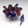 Dale chihuly fourpiece persian glass set in cobalt and red 1988 one piece signed chihuly 1988 largest piece 9 x 9 x 7