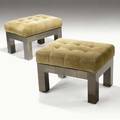 Paul evans pair of cityscape benches with tufted suede cushions on nickle patchwork bases 18 x 25 x 19