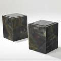 Paul evans pair of patinated steel cube side tables with inset slate tops each 18 x 14 12 sq