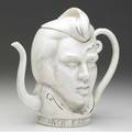 Jack earl slip cast earthenware teapot elvis 1994 incised jack earl only in america ohio usa 1994 provenance theo portnoy gallery 8 12 x 8 34 x 5 12