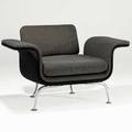Alexander girardherman miller armchair upholstered in black and white wool on aluminum legs provenance brandiff airlines 26 12 x 40 x 27