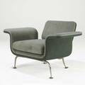 Alexander girardherman miller armchair upholstered in bluegreen wool on aluminum legs provenance brandiff airlines 26 12 x 40 x 27