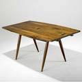 George nakashima walnut turned leg dining table the twopiece walnut top with three rosewood butterfly keys complete with two 15 14 leaves 28 14 x 60 x 35 12