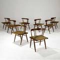 George nakashima set of eight walnut grassseated chairs provenance available 26 34 x 24 x 18