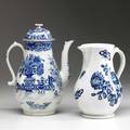 Worcester dr wall teapot together with a disguised mask pitcher ca 17601770 taller 9 14