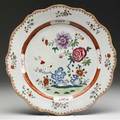 Chinese export famille rose charger with scalloped rim ca 17601780 13 12 dia