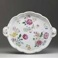 Chinese export famille rose oval platter with handles 19th c 18 x 14 12