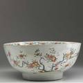 Chinese export large punchbowl with polychrome floral decoration ca 1770 7 x 15 dia