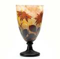 Daum large cameoglass coupeshaped vessel with amber dahlias on a mottled ground restoration to stem signed daum nancy france 14 34 x 8