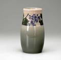 Owens lotus vase with grapes and leaves stamped owens lotus x220 9 x 4 12