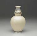 Roseville trialglaze aztec vase squeezebag decorated on an ivory ground restoration to small chip at base rozane ware medallion 8 12 x 4 14