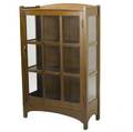 L  jg stickley single door china cabinet with arched crestrail unmarked 55 x 34 x 15 12