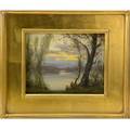 Gustave wiegand american 18701957 oil on board landscape evening at lake sunapee nh christmas 1938 framed board 8 x 10